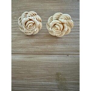 Vintage  Rose screw Back Earrings